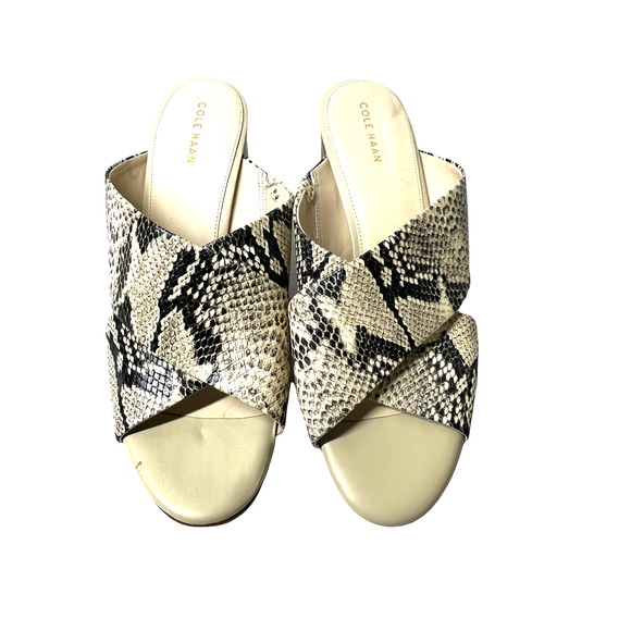 Cole Haan Dakota‎ Criss Cross Leather Roccia Snake Print Mule Size 9.5 B New - Picture 8 of 8